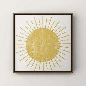 Minimalist boho rusty Golden yellow Sun art print
